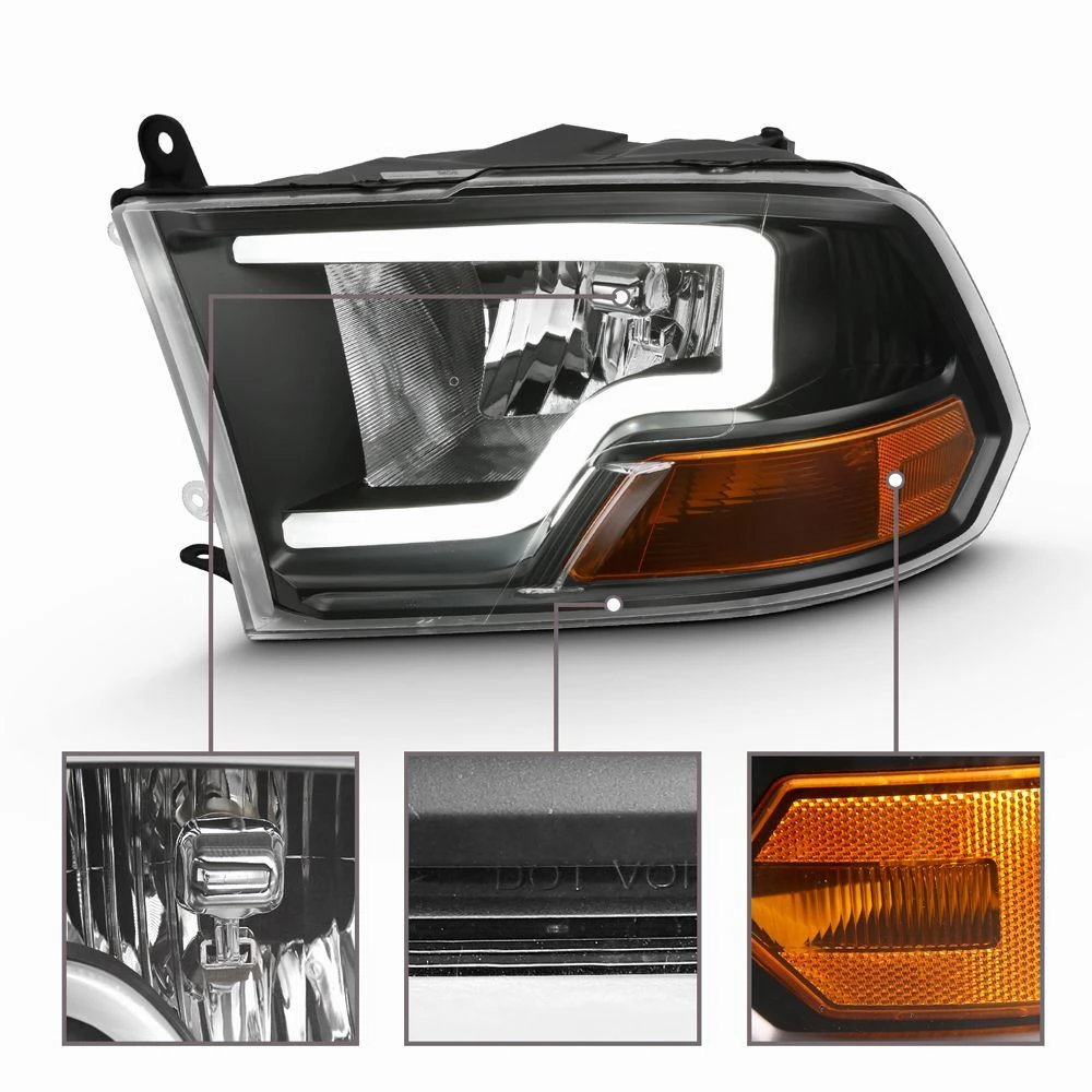09-18 Dodge Ram LED Bar Reflector Headlight - Black 2 09-18 Dodge Ram LED Bar Reflector Headlight - Black - Image 2