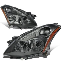 10-12 Nissan Altima Sedan Reflective Headlights - Black Amber