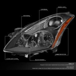 10-12 Nissan Altima Sedan Reflective Headlights - Black Amber -High-Efficiency Car Light Store 10 12 nissan altima sedan reflective headlights black amber 92