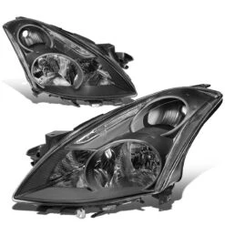 10-12 Nissan Altima Sedan Reflective Headlights - Black Clear