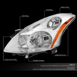 10-12 Nissan Altima Sedan Reflective Headlights - Chrome Amber -High-Efficiency Car Light Store 10 12 nissan altima sedan reflective headlights chrome amber 90