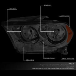 11-13 Dodge Durango [Halogen Model] Crystal Headlights - Smoked Amber -High-Efficiency Car Light Store 11 13 dodge durango halogen model crystal headlights smoked amber 158
