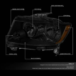 11-13 Jeep Grand Cherokee [Halogen Model] Replacement Headlights - Black Smoked / Amber -High-Efficiency Car Light Store 11 13 jeep grand cherokee halogen model replacement headlights black smoked amber 118