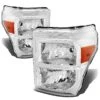11-15 Ford F250 F350 F450 Superduty Replacement Crystal Headlights - Chrome Amber