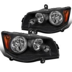 11-18 Dodge Grand Caravan / 08-16 Town & Country Black Headlights Pair