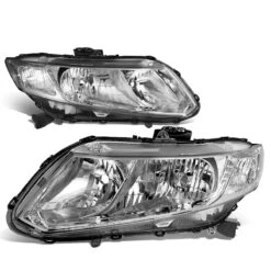 12-15 Honda Civic 4dr / 12-13 Civic 2dr OE-Style Replacement Headlights - Chrome / Clear -High-Efficiency Car Light Store 12 15 honda civic crystal headlights chrome clear 105