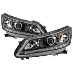 13-15 Honda Accord [Halogen Model W/o DRL] LED DRL Projector Headlights - Black