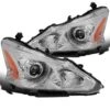 13-15 Nissan Altima Sedan Crystal Clear Lens Projector Headlights - Chrome
