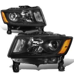14-16 Jeep Grand Cherokee [Halogen Model] Replacement Headlights - Black / Amber