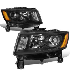 14-16 Jeep Grand Cherokee [Halogen Model] Replacement Headlights - Black / Amber -High-Efficiency Car Light Store 14 16 jeep grand cherokee halogen model replacement headlights black amber 98