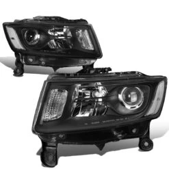 14-16 Jeep Grand Cherokee [Halogen Model] Replacement Headlights - Black / Clear -High-Efficiency Car Light Store 14 16 jeep grand cherokee halogen model replacement headlights black clear 97