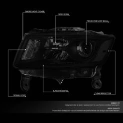 14-16 Jeep Grand Cherokee [Halogen Model] Replacement Headlights - Black Smoked / Clear -High-Efficiency Car Light Store 14 16 jeep grand cherokee halogen model replacement headlights black smoked clear 100