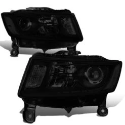 14-16 Jeep Grand Cherokee [Halogen Model] Replacement Headlights - Black Smoked / Clear -High-Efficiency Car Light Store 14 16 jeep grand cherokee halogen model replacement headlights black smoked clear 97