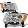 14-16 Jeep Grand Cherokee [Halogen Model] Replacement Headlights - Chrome / Amber