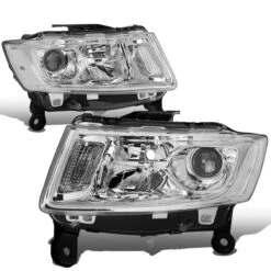 14-16 Jeep Grand Cherokee [Halogen Model] Replacement Headlights - Chrome / Clear -High-Efficiency Car Light Store 14 16 jeep grand cherokee halogen model replacement headlights chrome clear 96