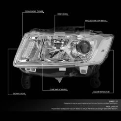 14-16 Jeep Grand Cherokee [Halogen Model] Replacement Headlights - Chrome / Clear -High-Efficiency Car Light Store 14 16 jeep grand cherokee halogen model replacement headlights chrome clear 99