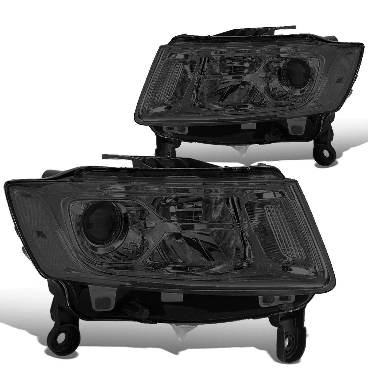14-16 Jeep Grand Cherokee OE-Style Replacement Headlights Projector - Smoked / Clear 2 14-16 Jeep Grand Cherokee OE-Style Replacement Headlights Projector - Smoked / Clear - Image 2