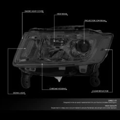 14-16 Jeep Grand Cherokee OE-Style Replacement Headlights Projector - Smoked / Clear 11 14-16 Jeep Grand Cherokee OE-Style Replacement Headlights Projector - Smoked / Clear -High-Efficiency Car Light Store 14 16 jeep grand cherokee oe style replacement headlights projector smoked clear 125