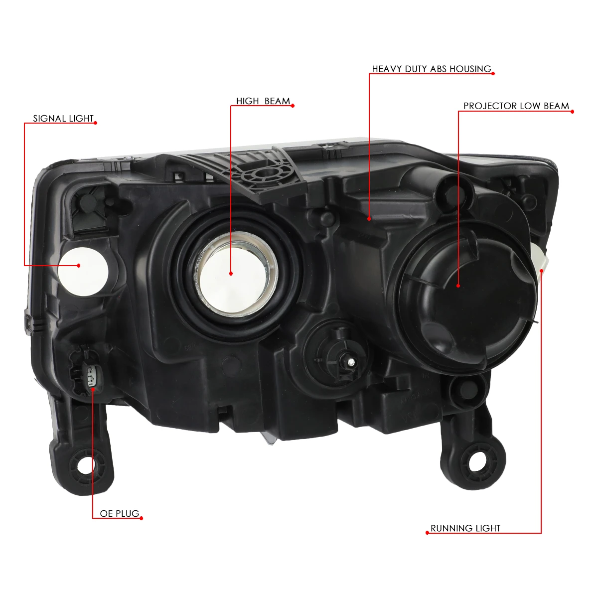 14-16 Jeep Grand Cherokee OE-Style Replacement Headlights Projector - Smoked / Clear 8 14-16 Jeep Grand Cherokee OE-Style Replacement Headlights Projector - Smoked / Clear - Image 8