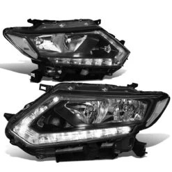 14-16 Nissan Rogue LED DRL Reflective Headlights - Black / Clear -High-Efficiency Car Light Store 14 16 nissan rogue led drl reflective headlights black clear 88