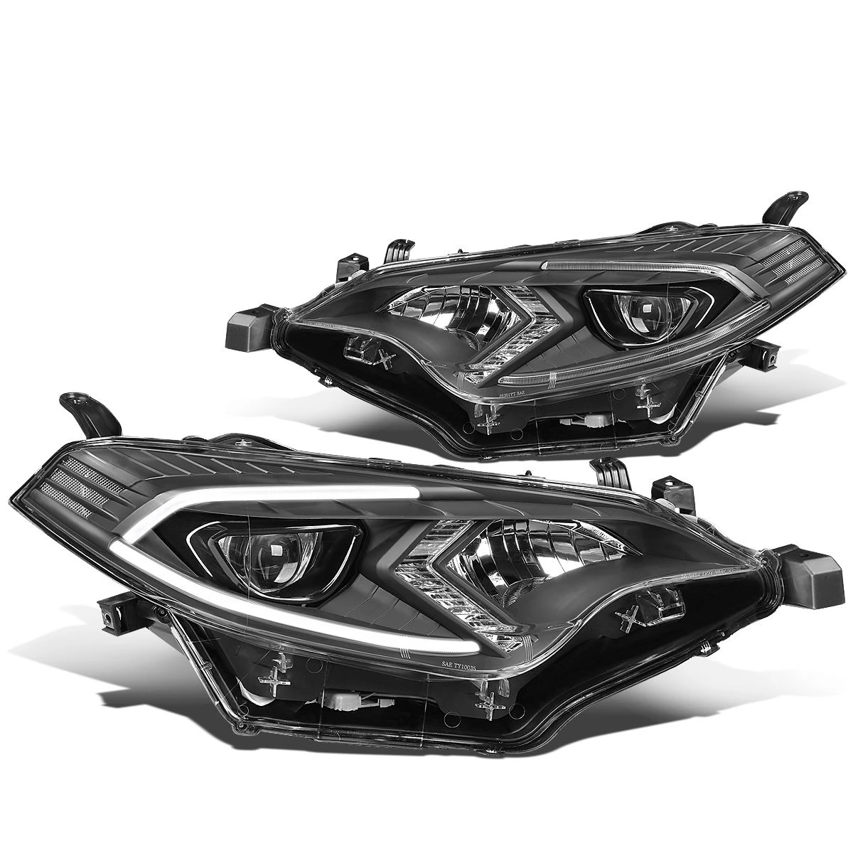 14-16 Toyota Corolla Sedan Pair LED DRL Projector Headlight / Lamps (Black Housing / Clear Corner) 2 14-16 Toyota Corolla Sedan Pair LED DRL Projector Headlight / Lamps (Black Housing / Clear Corner) - Image 2