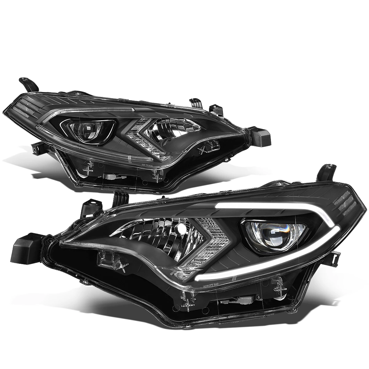 14-16 Toyota Corolla Sedan Pair LED DRL Projector Headlight / Lamps (Black Housing / Clear Corner) 3 14-16 Toyota Corolla Sedan Pair LED DRL Projector Headlight / Lamps (Black Housing / Clear Corner) - Image 3