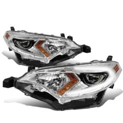 14-16 Toyota Corolla Sedan Pair LED DRL Projector Headlight / Lamps (Chrome Housing / Amber Corner)