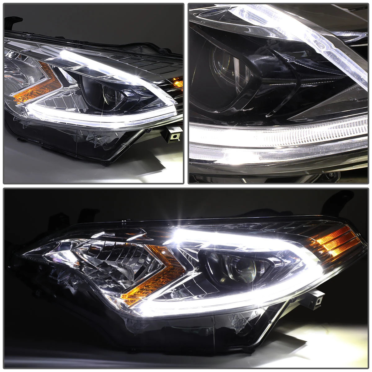 14-16 Toyota Corolla Sedan Pair LED DRL Projector Headlight / Lamps (Chrome Housing / Amber Corner) 5 14-16 Toyota Corolla Sedan Pair LED DRL Projector Headlight / Lamps (Chrome Housing / Amber Corner) - Image 5