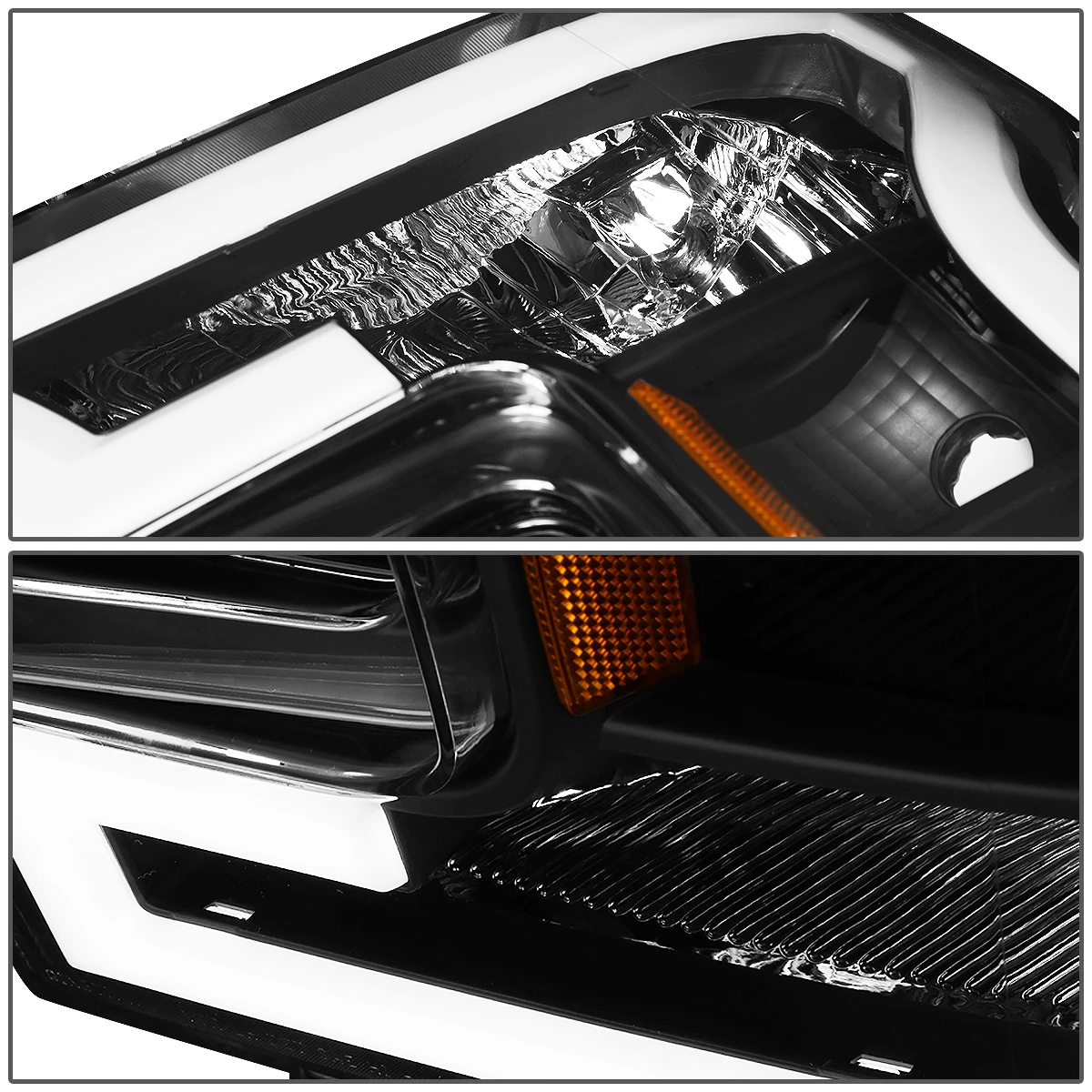 15-17 Ford F150 LED DRL Tube Euro Headlights - Black Amber 5 15-17 Ford F150 LED DRL Tube Euro Headlights - Black Amber - Image 5