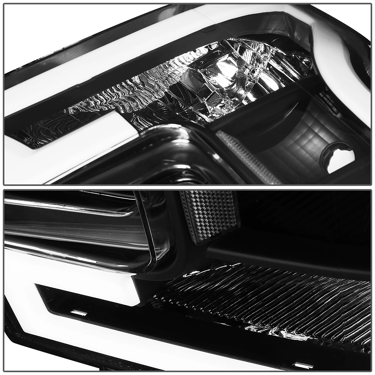 HID Combo 15-17 Ford F150 LED DRL Tube Euro Headlights - Black Clear 5 HID Combo 15-17 Ford F150 LED DRL Tube Euro Headlights - Black Clear - Image 5