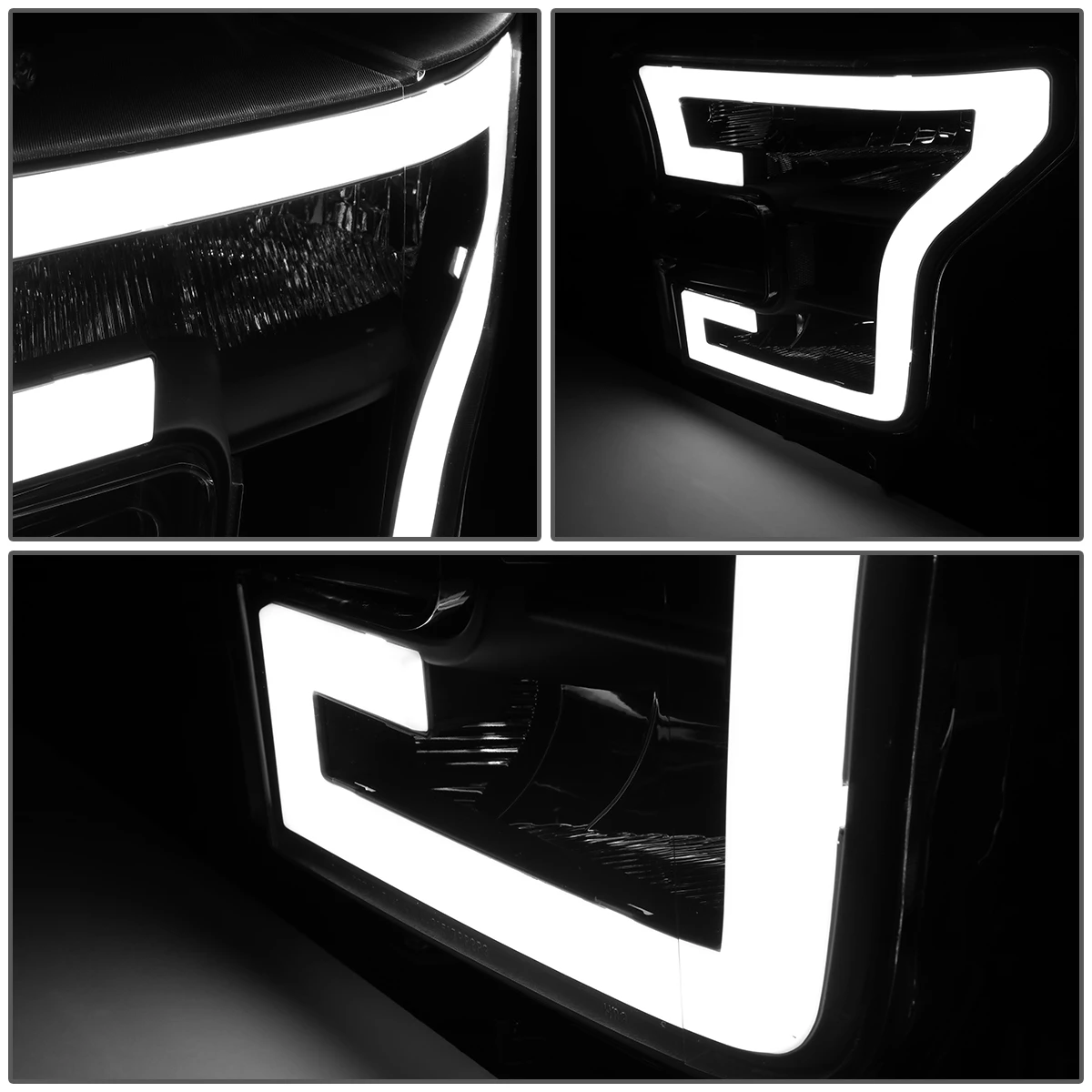 HID Combo 15-17 Ford F150 LED DRL Tube Euro Headlights - Black Clear 3 HID Combo 15-17 Ford F150 LED DRL Tube Euro Headlights - Black Clear - Image 3