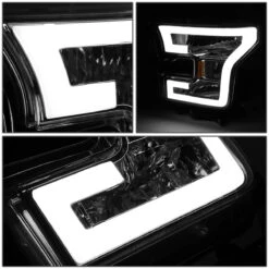 15-17 Ford F150 LED DRL Tube Euro Headlights - Chrome Amber -High-Efficiency Car Light Store 15 17 ford f150 led drl tube euro headlights chrome amber 95