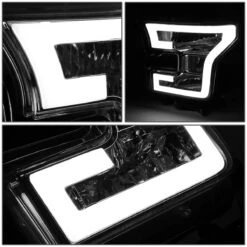 15-17 Ford F150 LED DRL Tube Euro Headlights - Chrome Clear -High-Efficiency Car Light Store 15 17 ford f150 led drl tube euro headlights chrome clear 96
