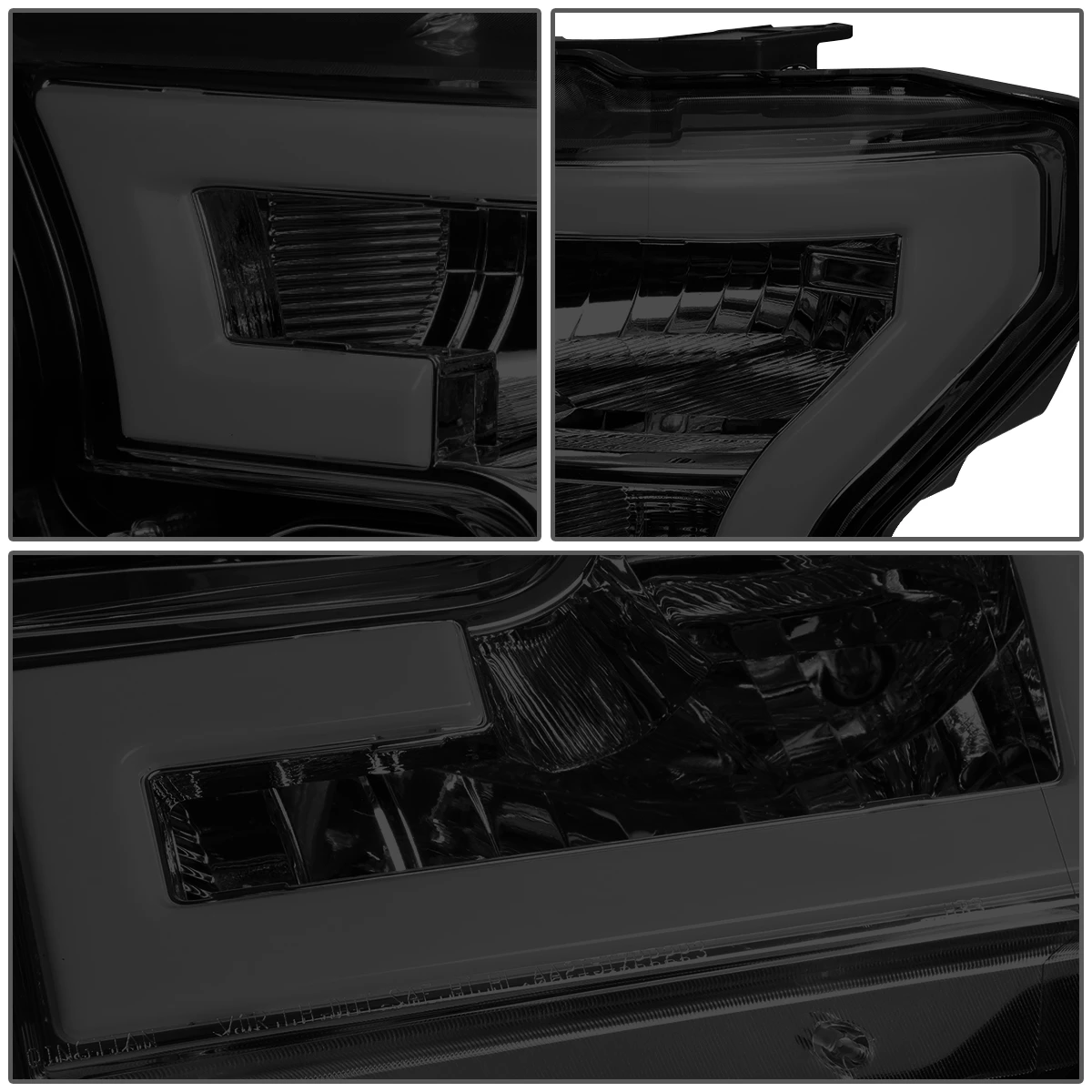 HID Combo 15-17 Ford F150 LED DRL Tube Euro Headlights - Smoked Amber 5 HID Combo 15-17 Ford F150 LED DRL Tube Euro Headlights - Smoked Amber - Image 5