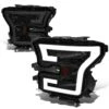15-17 Ford F150 LED DRL Tube Euro Headlights - Smoked Amber