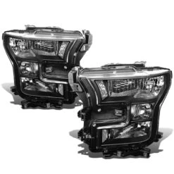 15-17 Ford F150 OE-Style Replacement Crystal Headlights - Black / Clear -High-Efficiency Car Light Store 15 17 ford f150 oe style replacement crystal headlights black clear 125