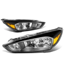 15-18 Ford Focus [Halogen Model] Replace Crystal Headlights - Black / Amber -High-Efficiency Car Light Store 15 17 ford focus halogen model replace crystal headlights black amber 140