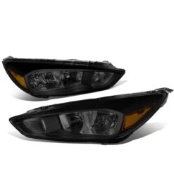 15-18 Ford Focus [Halogen Model] Replace Crystal Headlights - Black Smoked / Amber
