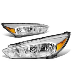 15-18 Ford Focus [Halogen Model] Replace Crystal Headlights - Chrome / Amber -High-Efficiency Car Light Store 15 17 ford focus halogen model replace crystal headlights chrome amber 145