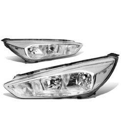 15-18 Ford Focus [Halogen Model] Replace Crystal Headlights - Chrome / Clear -High-Efficiency Car Light Store 15 17 ford focus halogen model replace crystal headlights chrome clear 145