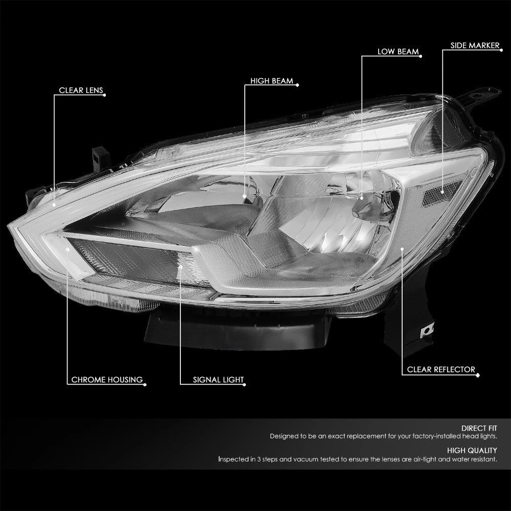 16-18 Nissan Sentra Factory Style Chrome Housing Clear Headlights 2 16-18 Nissan Sentra Factory Style Chrome Housing Clear Headlights - Image 2