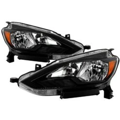 16-18 Nissan Sentra Halogen Headlights Black Housing - Set