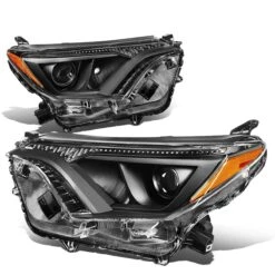 16-18 Toyota RAV4 Replacement Projector Headlights - Black / Amber