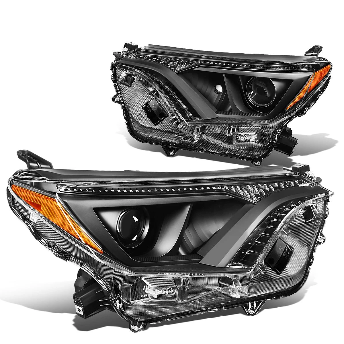 16-18 Toyota RAV4 Replacement Projector Headlights - Black / Amber 2 16-18 Toyota RAV4 Replacement Projector Headlights - Black / Amber - Image 2