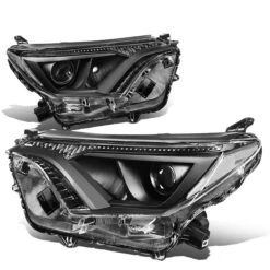 16-18 Toyota RAV4 Replacement Projector Headlights - Black / Clear