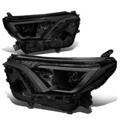 16-18 Toyota RAV4 Replacement Projector Headlights - Smoked / Clear