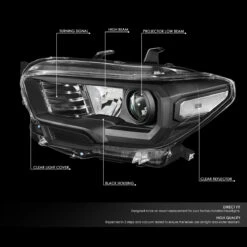 16-22 Toyota Tacoma OE-Style Projector Headlights - Black / Clear -High-Efficiency Car Light Store 16 19 toyota tacoma oe style projector headlights black clear 52