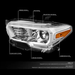 16-22 Toyota Tacoma OE-Style Projector Headlights - Chrome / Amber -High-Efficiency Car Light Store 16 19 toyota tacoma oe style projector headlights chrome amber 44