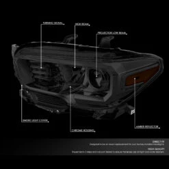 16-22 Toyota Tacoma OE-Style Projector Headlights - Smoked / Amber -High-Efficiency Car Light Store 16 19 toyota tacoma oe style projector headlights smoked amber 44