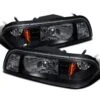 1987-1993 Ford Mustang 1-Piece Euro Crystal Headlights - Black